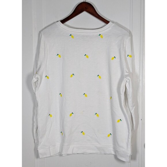 TALBOTS Lemon Fruit Print Sweatshirt Pullover Women's Size XL White 1X Plus - Picture 2 of 4